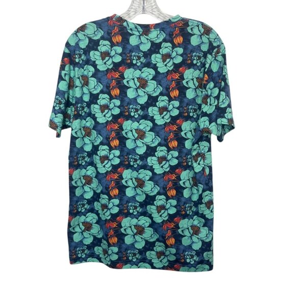 Hurley Floral Print Tshirt Mens Small Blue Orange New WOT Crew Neck - Picture 3 of 8